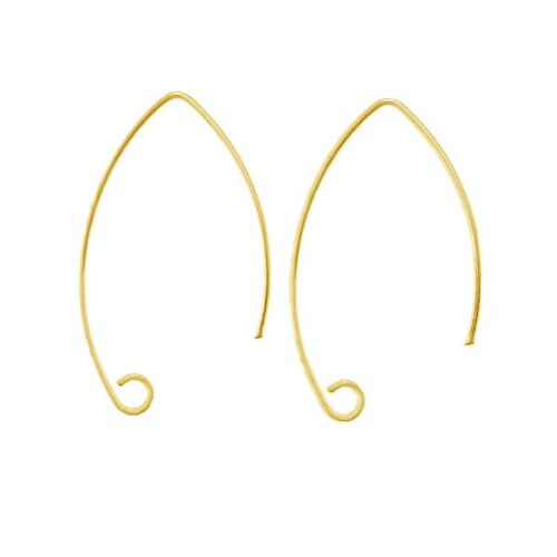 28.5mm Drop Ear Hook - 925 Sterling Silver - 24k Gold - Pair