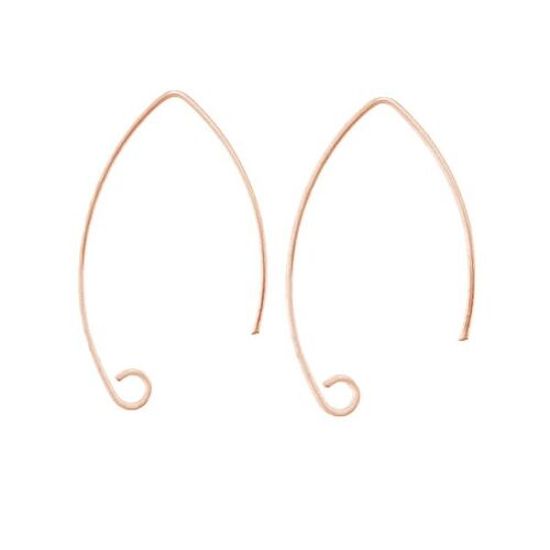 28.5mm Drop Ear Hook - 925 Sterling Silver - 18K Rose Gold - Pair