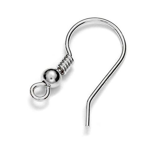 18mm x 10mm French Hook with Spring & Ball - 925 Sterling Silver - Pair