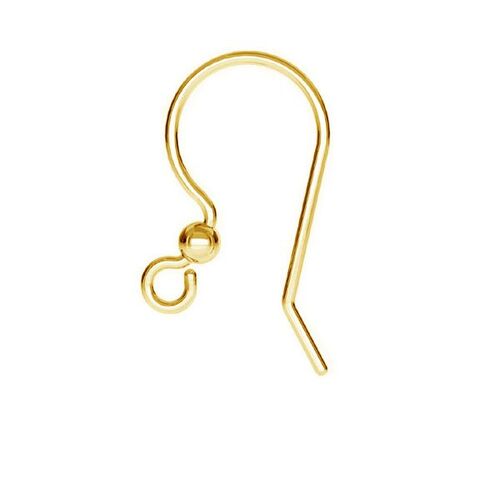 17.5mm French Hook with Ball - 925 Sterling Silver - 24k Gold - Pair