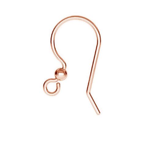 17.5mm French Hook with Ball - 925 Sterling Silver - 18K Rose Gold - Pair