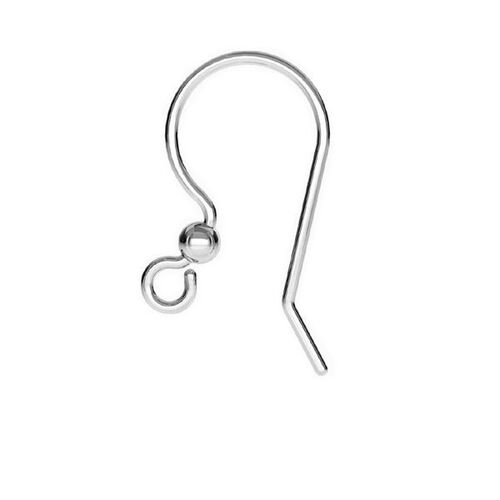 17.5mm French Hook with Ball - 925 Sterling Silver - Platinum - Pair