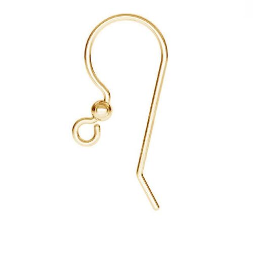 15mm French Hook with Ball - 925 Sterling Silver - 18K Light Gold - Pair