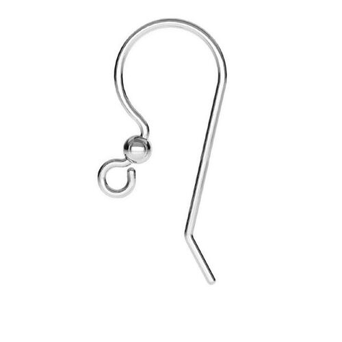 15mm French Hook with Ball - 925 Sterling Silver - Platinum - Pair