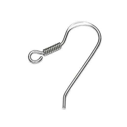 18.2mm French Hook with Spring - 925 Sterling Silver - Platinum - Pair