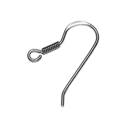 18.2mm French Hook with Spring - 925 Sterling Silver - Black Rhodium - Pair