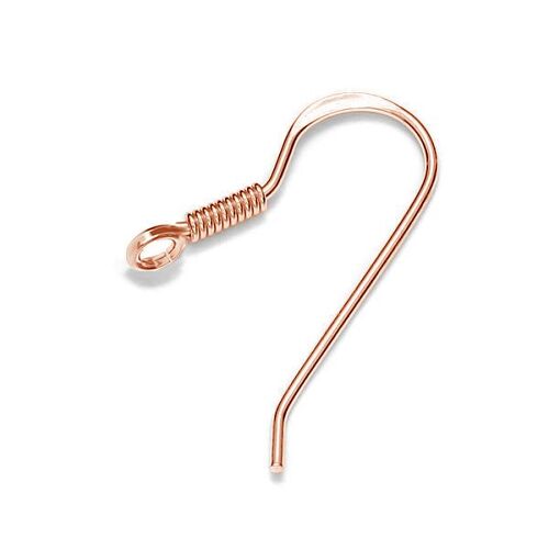 18.2mm French Hook with Spring - Cross Loop - 925 Sterling Silver - 18K Rose Gold - Pair