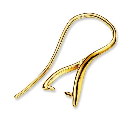 15.2mm Pinch Bail Ear Hook - 925 Sterling Silver - 18K Light Gold - Pair