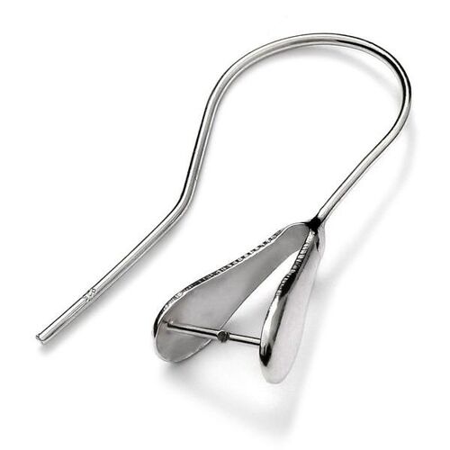 28mm Pinch Bail Ear Hook - 925 Sterling Silver - Platinum - Pair
