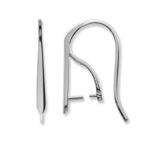 21mm Pinch Bail Ear Hook - 925 Sterling Silver - Platinum - Pair