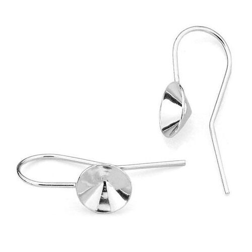 8mm (SS39) 1088 Chaton Ear Hook - 925 Sterling Silver - Pair