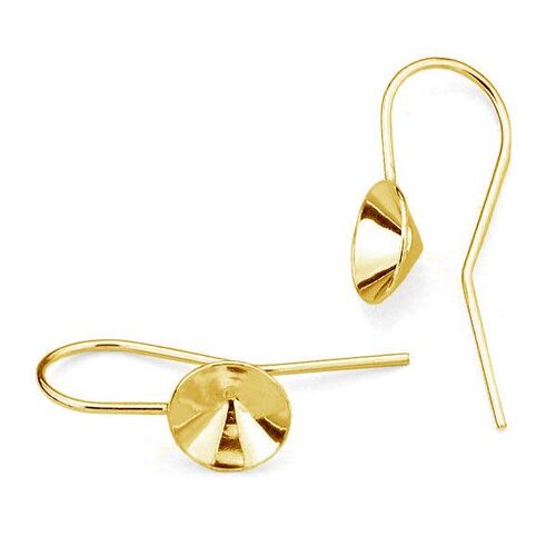 8mm (SS39) 1088 Chaton Ear Hook - 925 Sterling Silver - 24k Gold - Pair