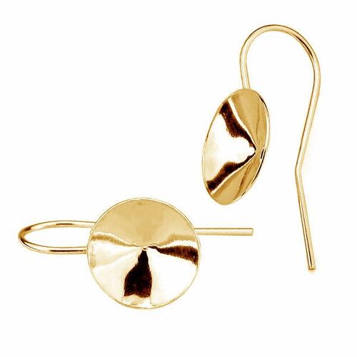 12mm 1122 Rivoli Ear Hook - 925 Sterling Silver - 18K Light Gold - Pair