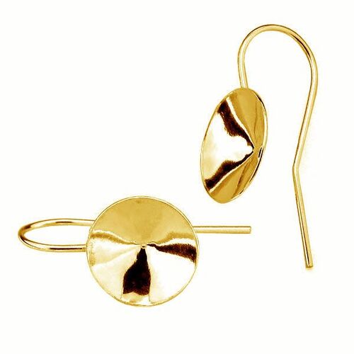 12mm 1122 Rivoli Ear Hook - 925 Sterling Silver - 24k Gold - Pair