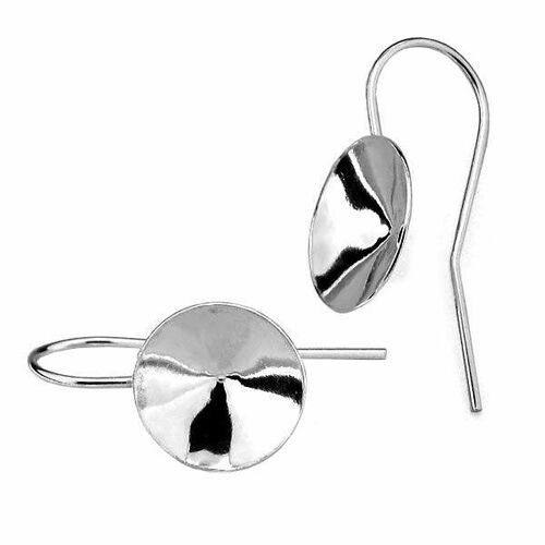 12mm 1122 Rivoli Ear Hook - 925 Sterling Silver - Platinum - Pair