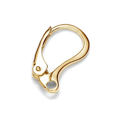 Plain Lever Back Ear Hook - 925 Sterling Silver - 18K Light Gold - Pair