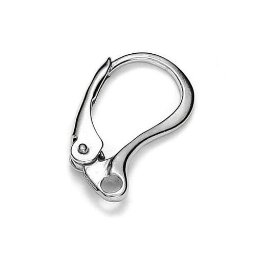 Plain Lever Back Ear Hook - 925 Sterling Silver - Platinum - Pair