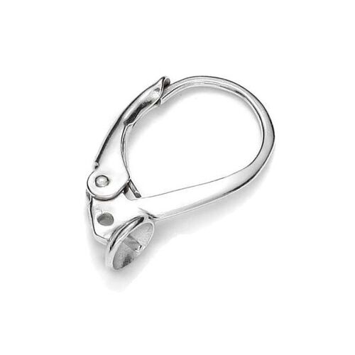 Glue in Lever Back Ear Hook - 925 Sterling Silver - Pair