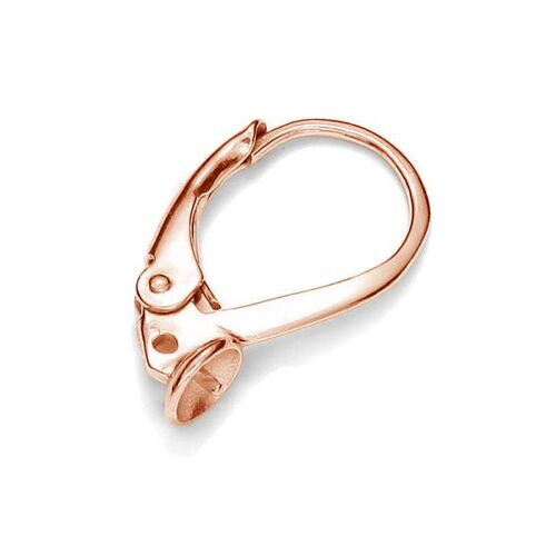 Glue in Lever Back Ear Hook - 925 Sterling Silver - 18K Rose Gold - Pair