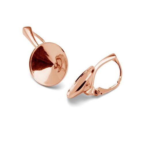 10mm (SS47) 1122 Rivoli Leverback Ear Hook - 925 Sterling Silver - 18K Rose Gold - Pair