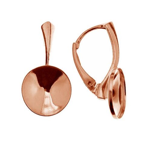 12mm 1122 Rivoli Leverback Ear Hook - 925 Sterling Silver - 18K Rose Gold - Pair