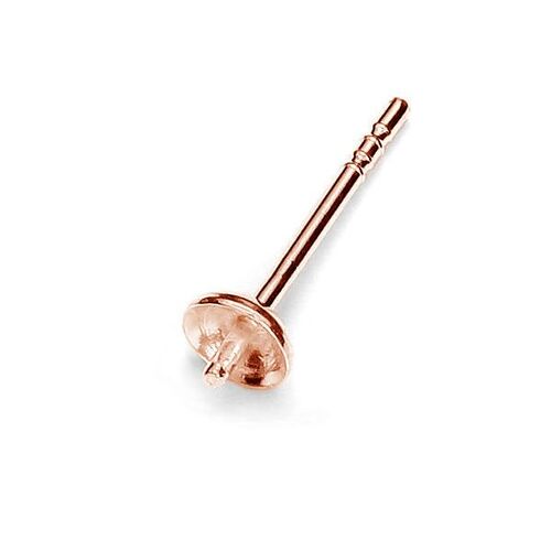 4mm Glue in Stud & Butterfly Back - 925 Sterling Silver - 18K Rose Gold - Pair