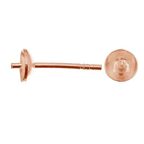 5mm Glue in Stud & Butterfly Back - 925 Sterling Silver - 18K Rose Gold - Pair