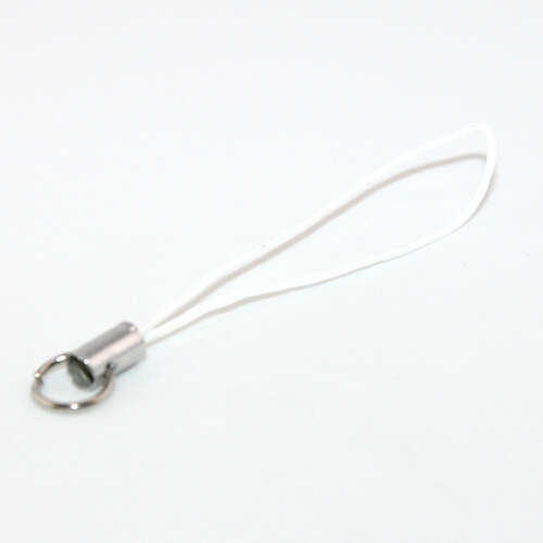 White 45mm Mobile Phone Cord Loop with Jump Ring