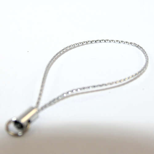 Metallic Silver 45mm Mobile Phone Cord Loop with Jump Ring