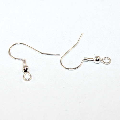 French Hook with Spring & Ball - 925 Sterling Silver - Pair