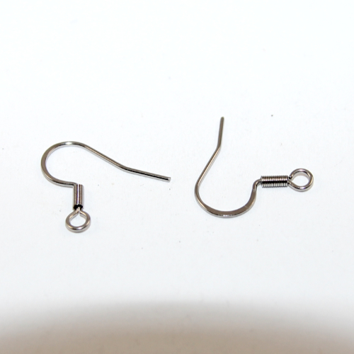 18mm French Hook with Spring - 316 Surgical Steel - Pair
