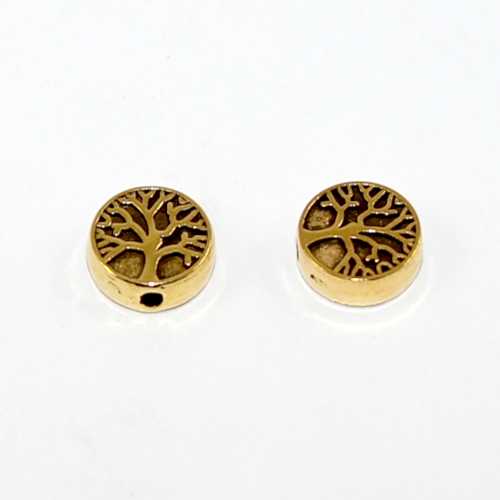 9mm Tree of Life Bead - Antique Gold