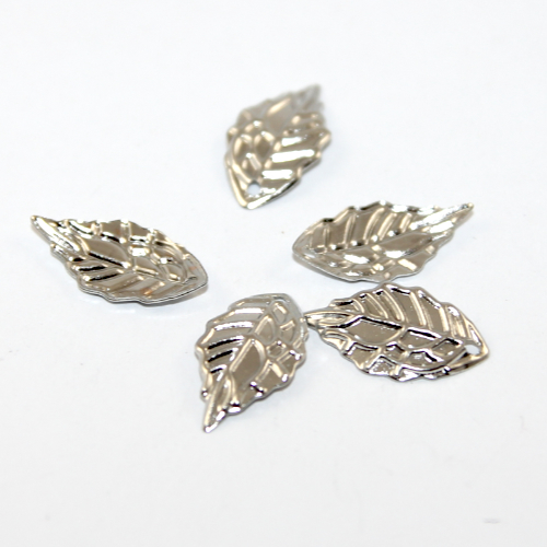 10mm x 19mm Stamped Leaf Charm - Silver - 2 Pieces