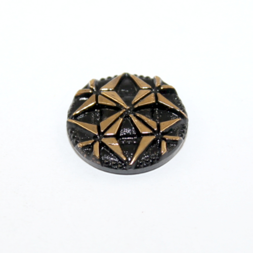 18mm Handmade Gold Arrow Round Domed Czech Opaque Glass Cabochon - Black