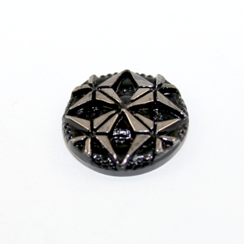 18mm Handmade Silver Arrow Round Domed Czech Opaque Glass Cabochon - Black