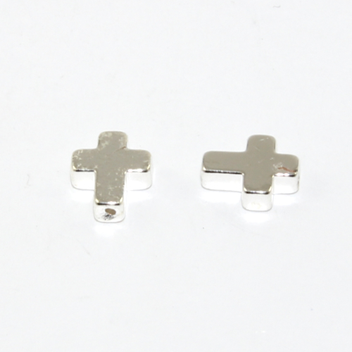 8mm x 10mm Hematite Cross Bead - Silver