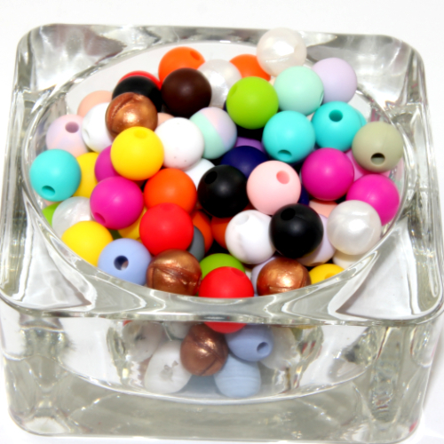 9mm Silicone Round Beads - Mixed Colours