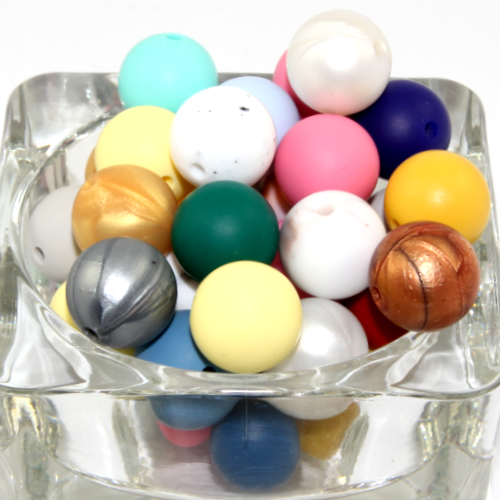 15mm Silicone Round Beads - Mixed Colours