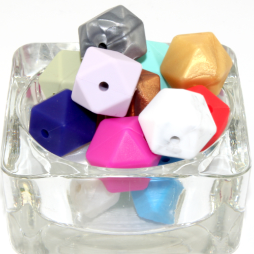 17mm Polyhedron Faceted Silicone Bead - Mixed Colours
