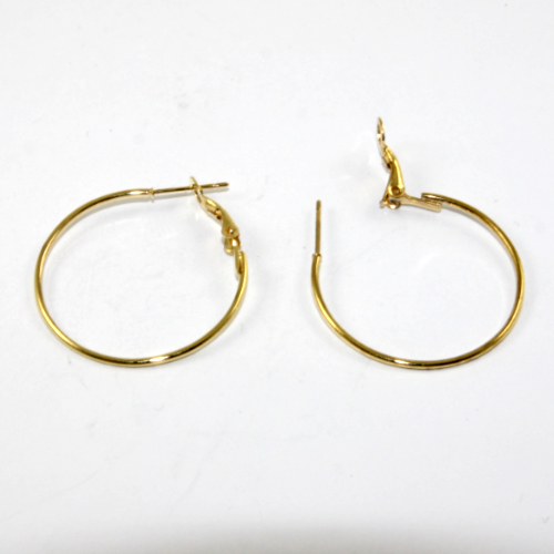 30mm Brass Hoop Earring - Pair - Gold