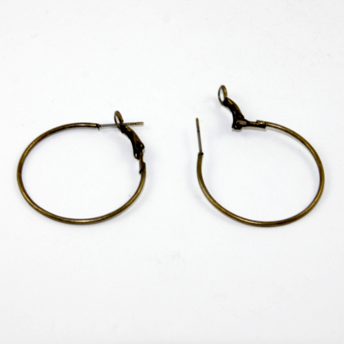 30mm Brass Hoop Earring - Pair - Antique Bronze