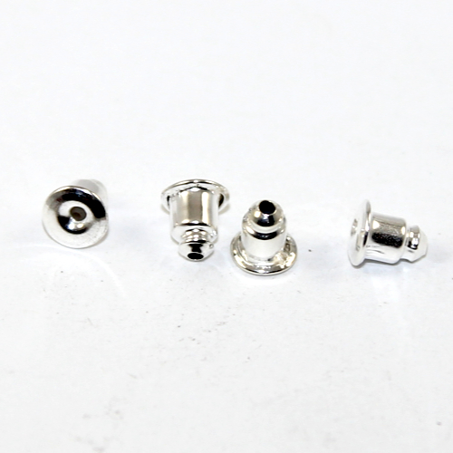 Stud Earring Back - Bullet - Pair - Silver