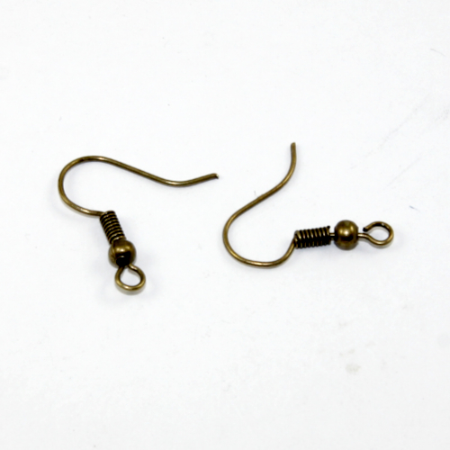 20mm French Hook with Ball - Pair - Antique Bronze