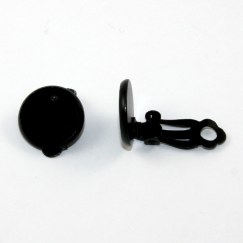 12mm Cabochon Setting Clip-ons - Pair - Black