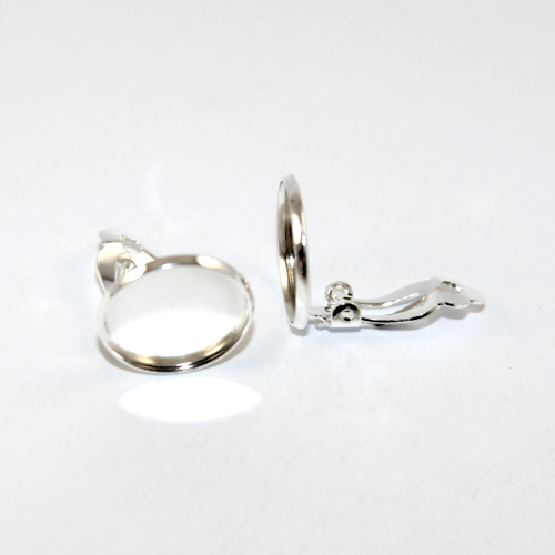 18mm Cabochon Setting Clip-ons - Pair - Silver
