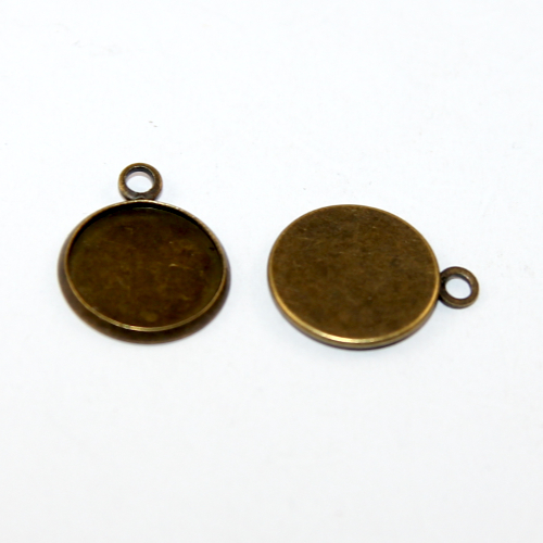 12mm Round Cabochon Pendant Setting - Antique Bronze