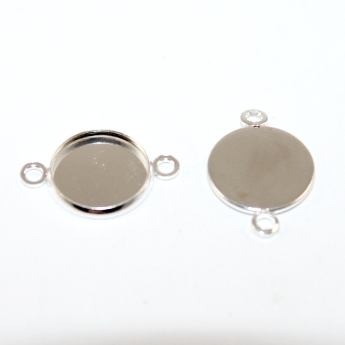 12mm Round Cabochon Connector Setting - Silver