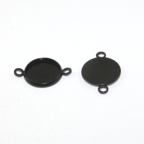 12mm Round Cabochon Connector Setting - Black