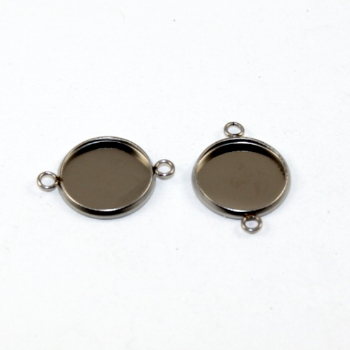 12mm Round Cabochon Connector Setting - 304 Stainless Steel