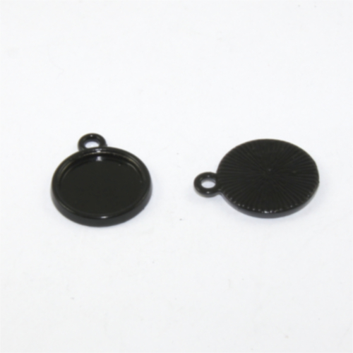 12mm Round Cabochon Pendant Setting - Black